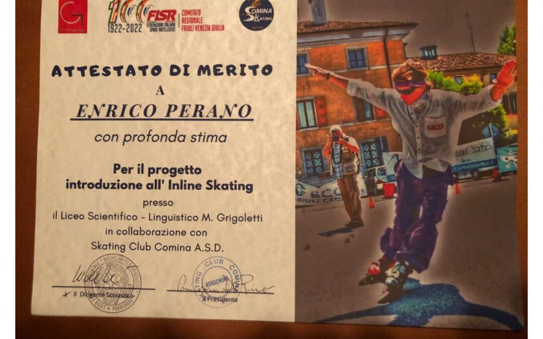 Attestato di merito per il progetto d’introduzione all’Inline Skating